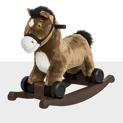 rocking horse icon. click to shop ride and swing toys