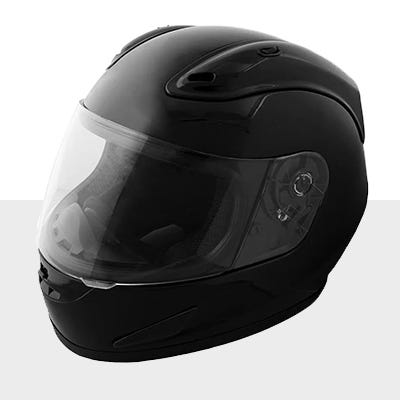 Mortocycle helmet icon. click to shop recreational vehicle equipment